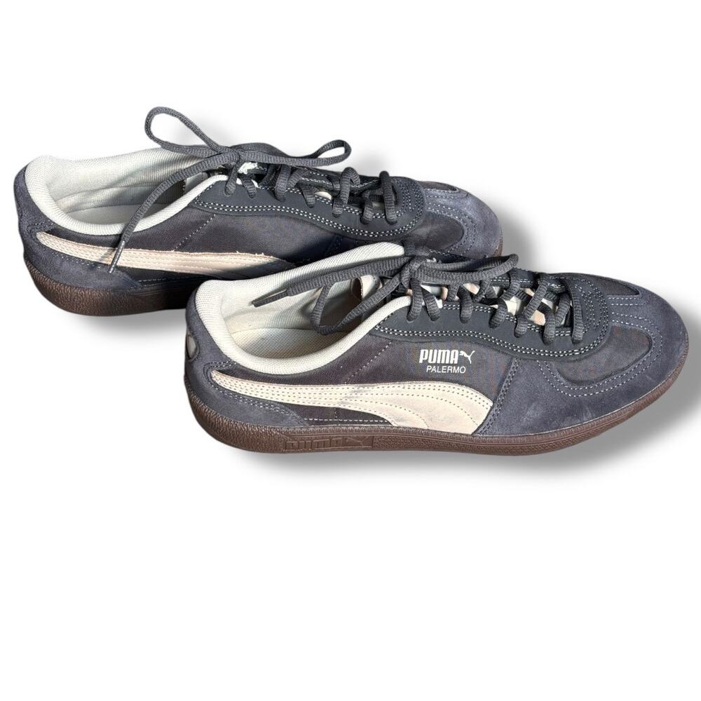 Puma Palermo Pop Sneakers‎ Gray Cream Suede Leather Retro Gum Sole US 9 EU 42